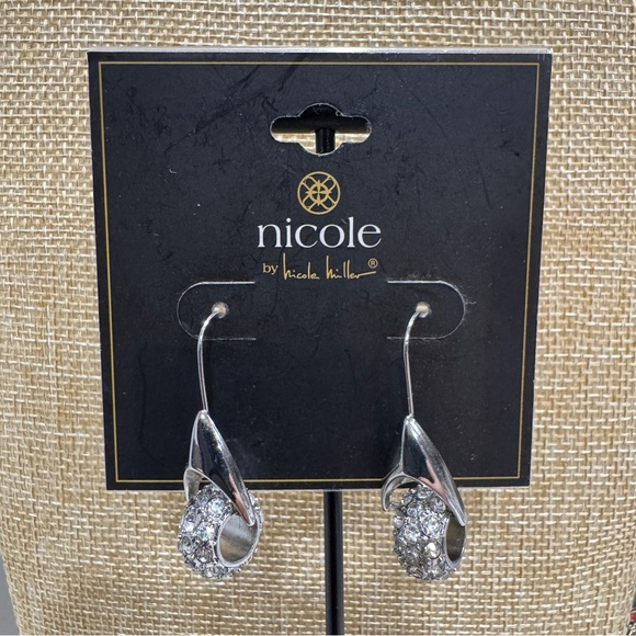 Nicole by Nicole Miller Jewelry - Nicole Silver Drop Earrings with Crystals